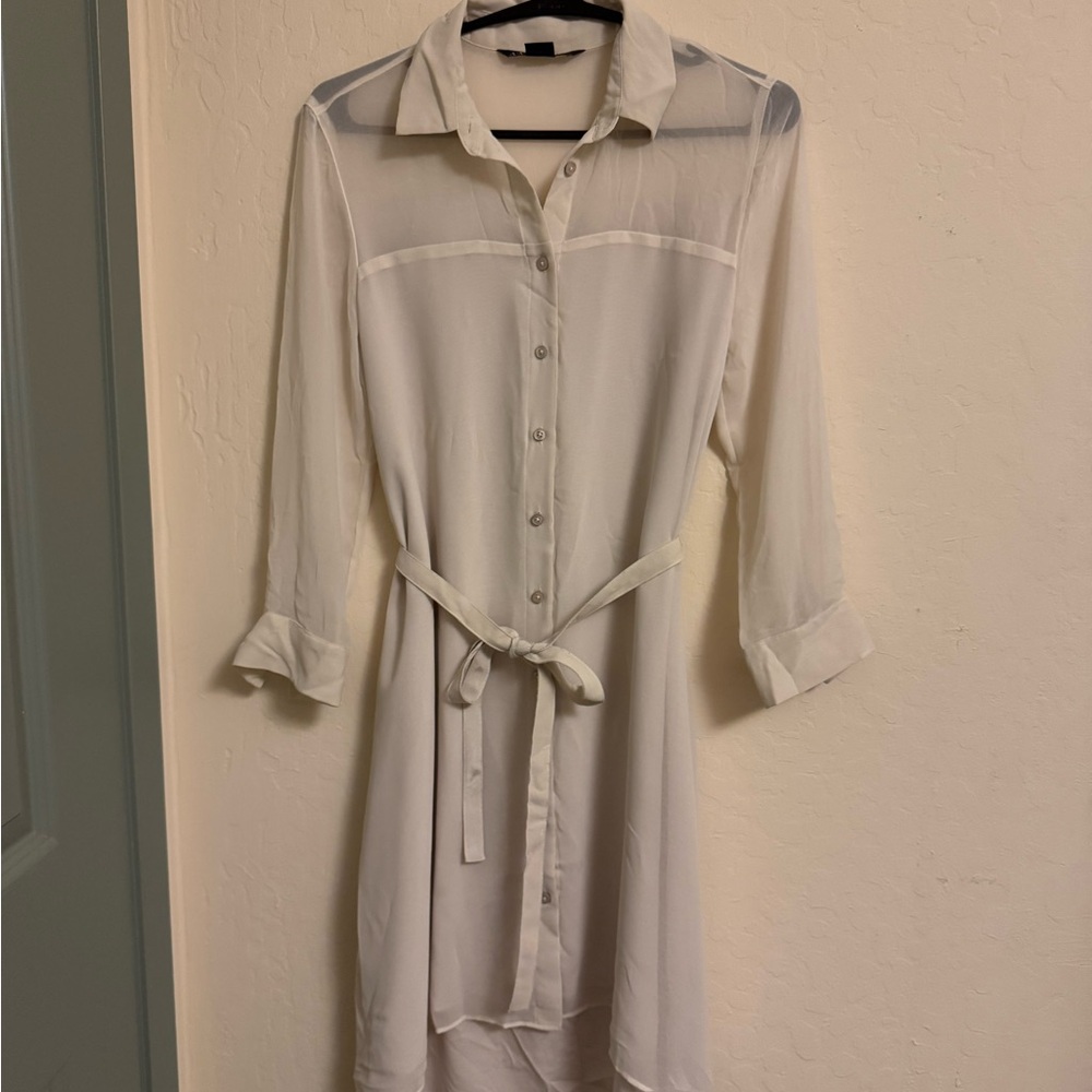 Armani Exchange shirt dress with sheer paneling
